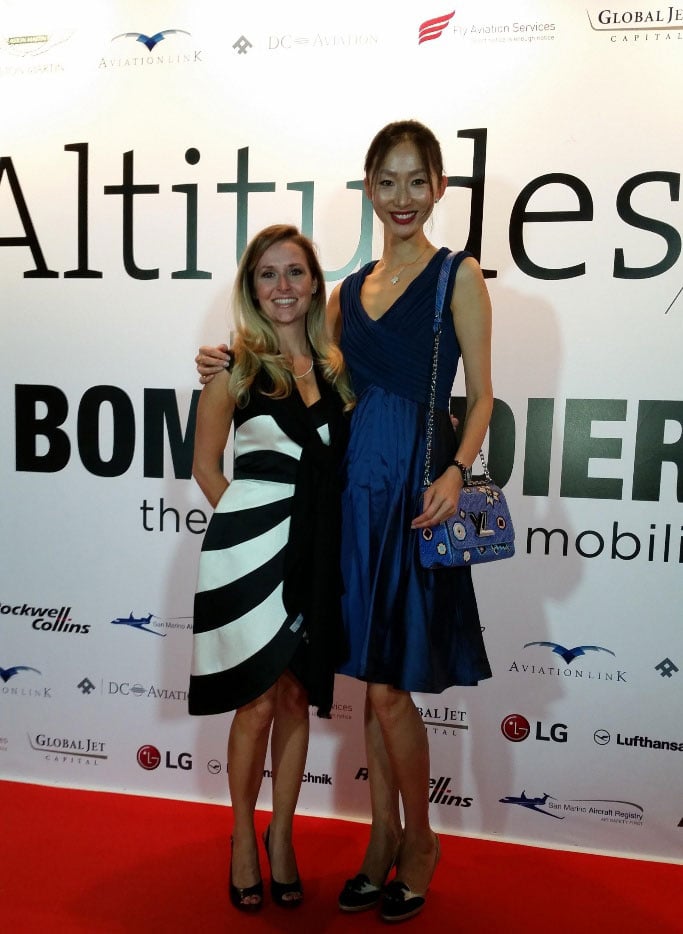 aimee talbert-nardini and leona qi at 2015 dubai airshow